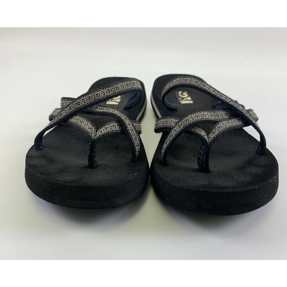 Teva Olowahu Mush Sandal 6840 Slip On Slide Strappy Black White Pattern Womens 9 - Picture 3 of 14